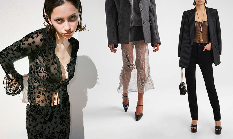 Τα διχτυωτά ημιδιάφανα υφάσματα είναι μία από τις σημαντικές ανοιξιάτικες και καλοκαιρινές τάσεις, όπως το πουκάμισο Anais Devore, η απίθανη φούστα, Prada ή το υπέρκομψο τοπ, Saint Laurent! 