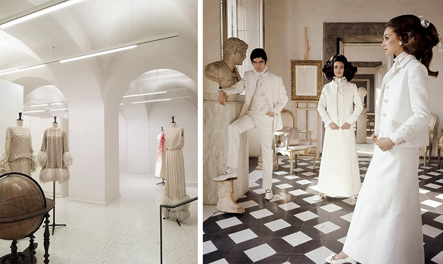 MAISON-VALENTINO ARCHIVIO STORICO ROMA // Εμβληματικές γυναίκες φορούν μια εμβληματική συλλογή. Οι εμφανίσεις μοντέλων της @marisaberensonofficial και της Benedetta Barzini από τη συλλογή All White του 1968, φωτογραφημένες από τον #HenryClarke στο διαμέρισμα του #CyTwombly στη Ρώμη PHOTO VALENTINO MUSEUM